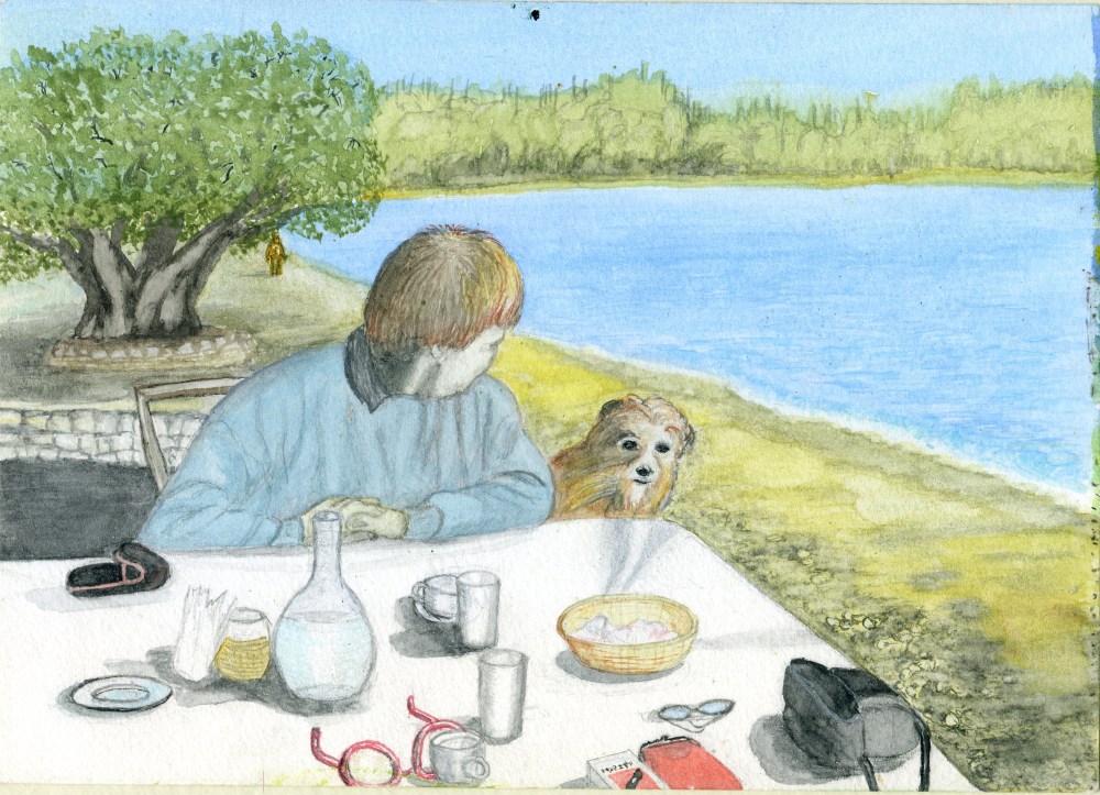 Merlin and the dog on Samos, Greece