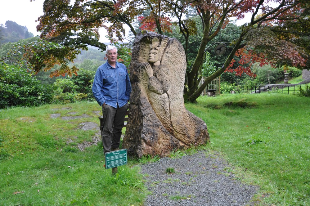 Shawn with Josefina's memorial at Rydal Hall