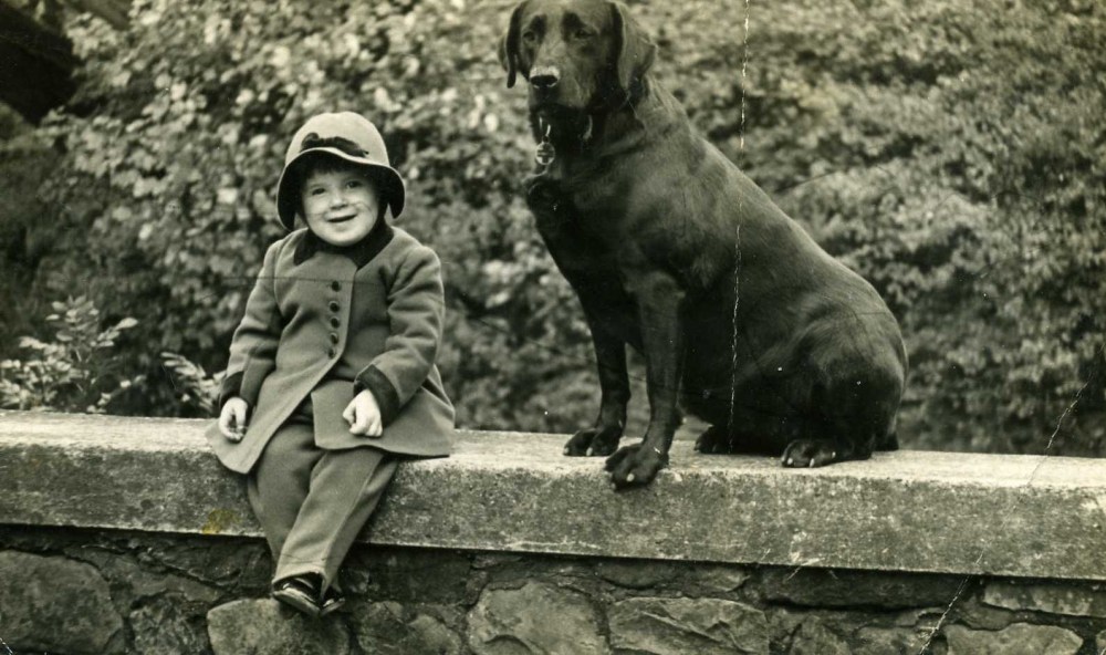 Foreside, Barrowford, Me and Shot.  Next to packhorse bridge c 1939