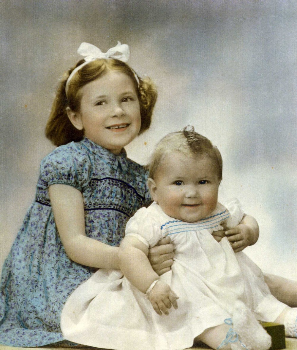 Gill and Me on her first birthday.  Marie Podmore Studio Nelson. 1945